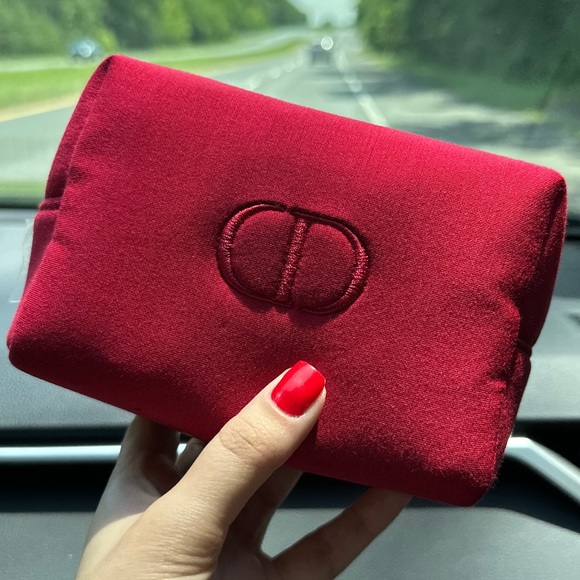 Christian Dior Cosmetic Makeup Pouch Bag Red - Picture 1 of 3